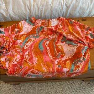 JODIFL Red and Pink Artistic Top